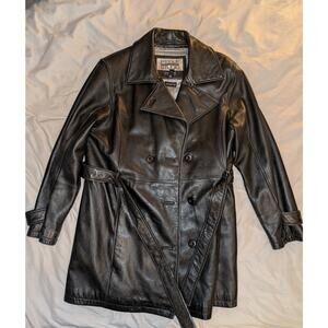 Vintage Wilsons Pelle Studio Leather Trench Coat Size Large Women's